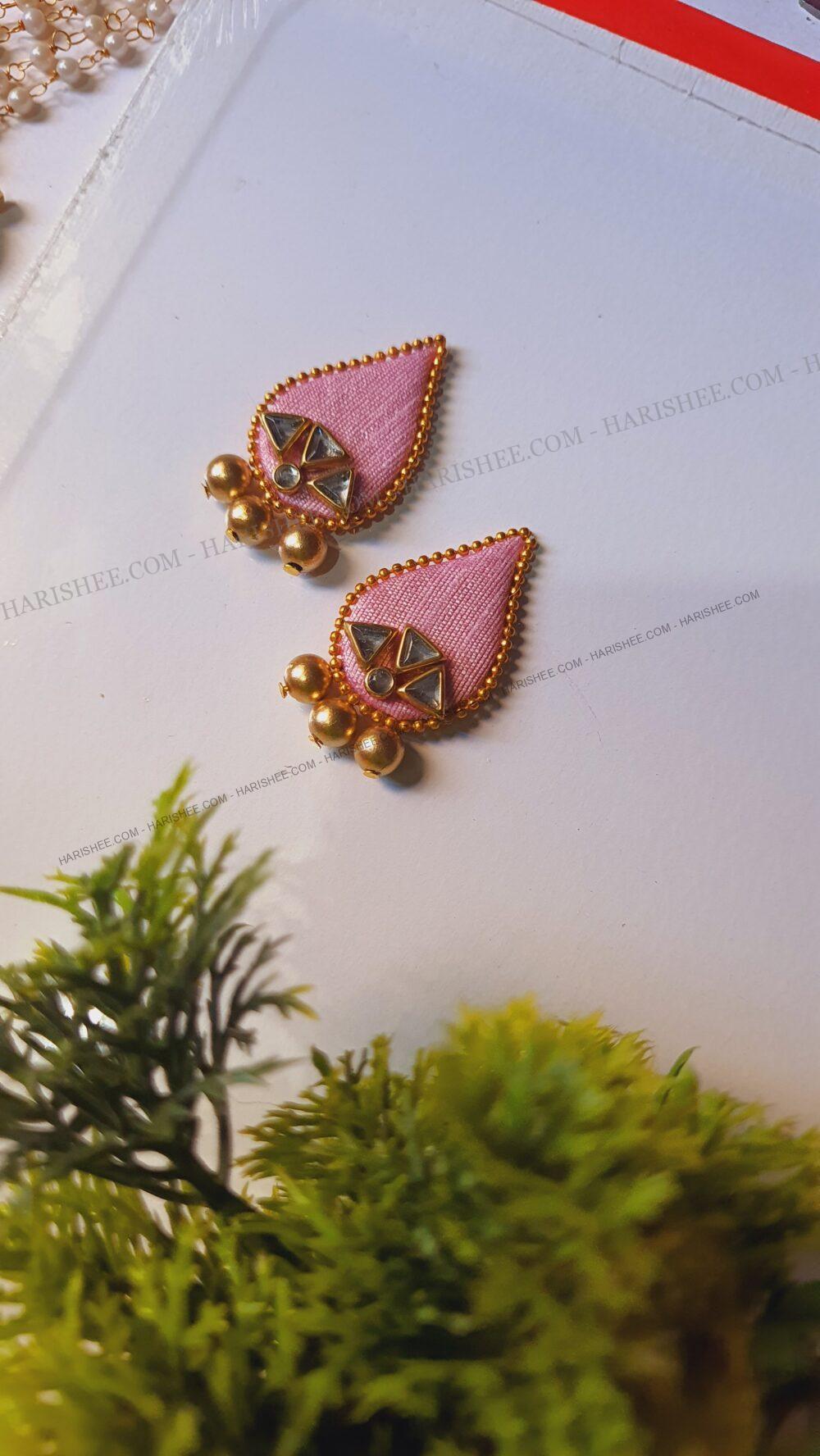 Zoya Earings - Cotton Silk Fabric Earings (Pastel Rose)