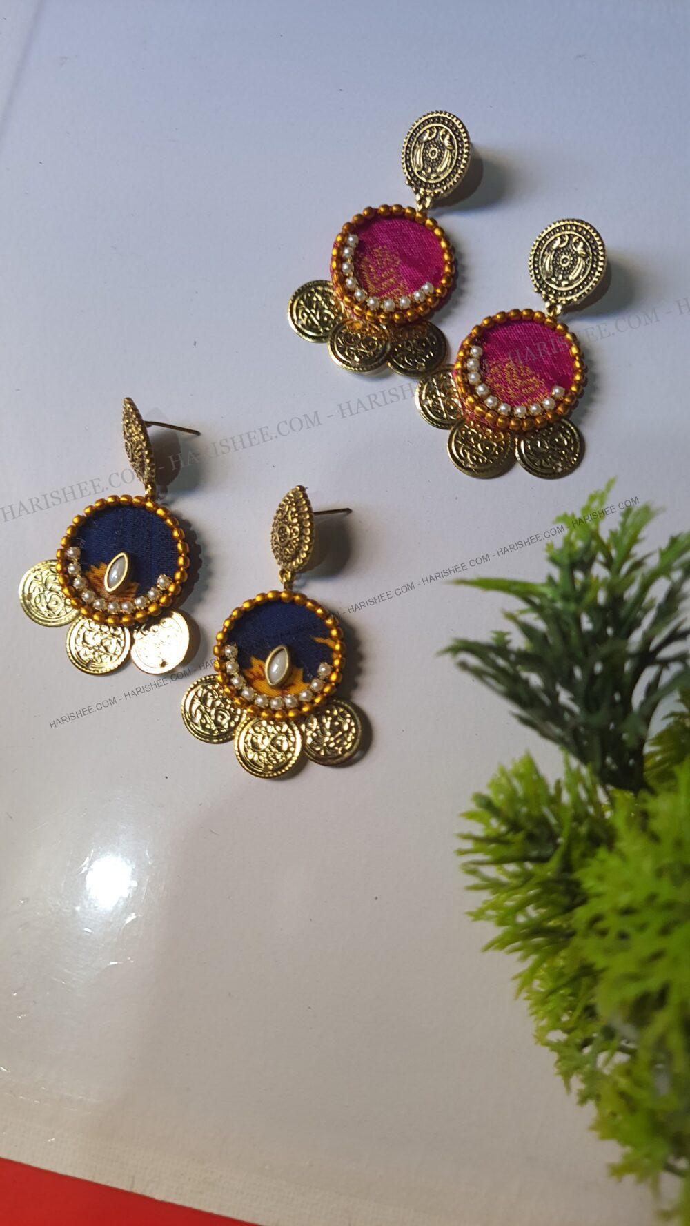Najma Earings - Banarasi Fabric Earings