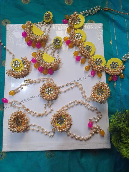 Jasmin Set- lemon yellow pink combination jewelry