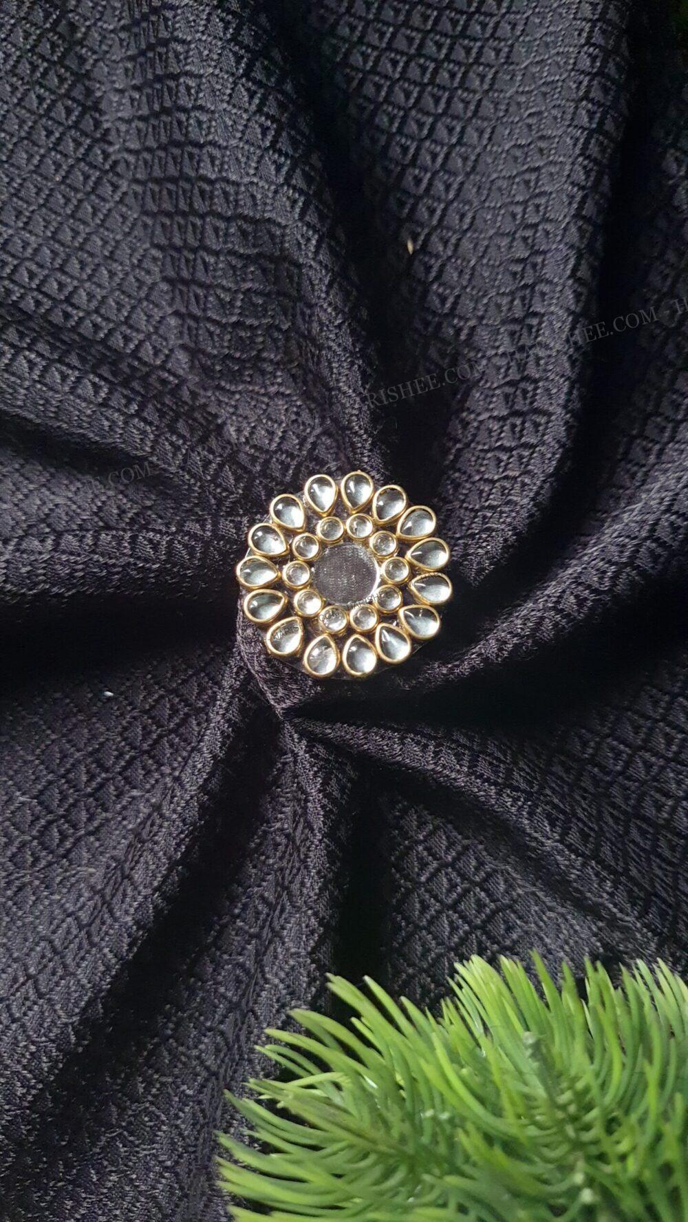 Mirror Kundan Ring (Adjustable)