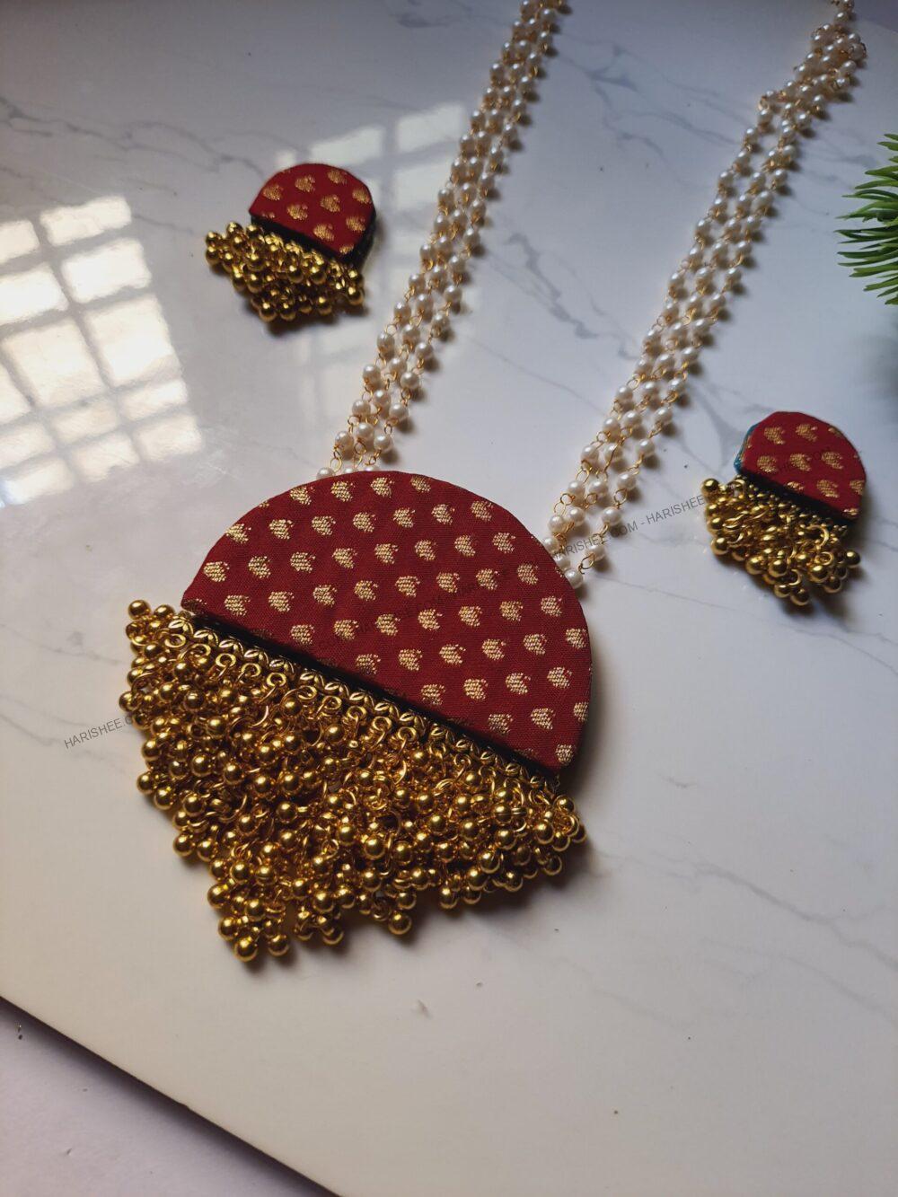 Shradhha Set- Banarasi paithani fabric jewelry set