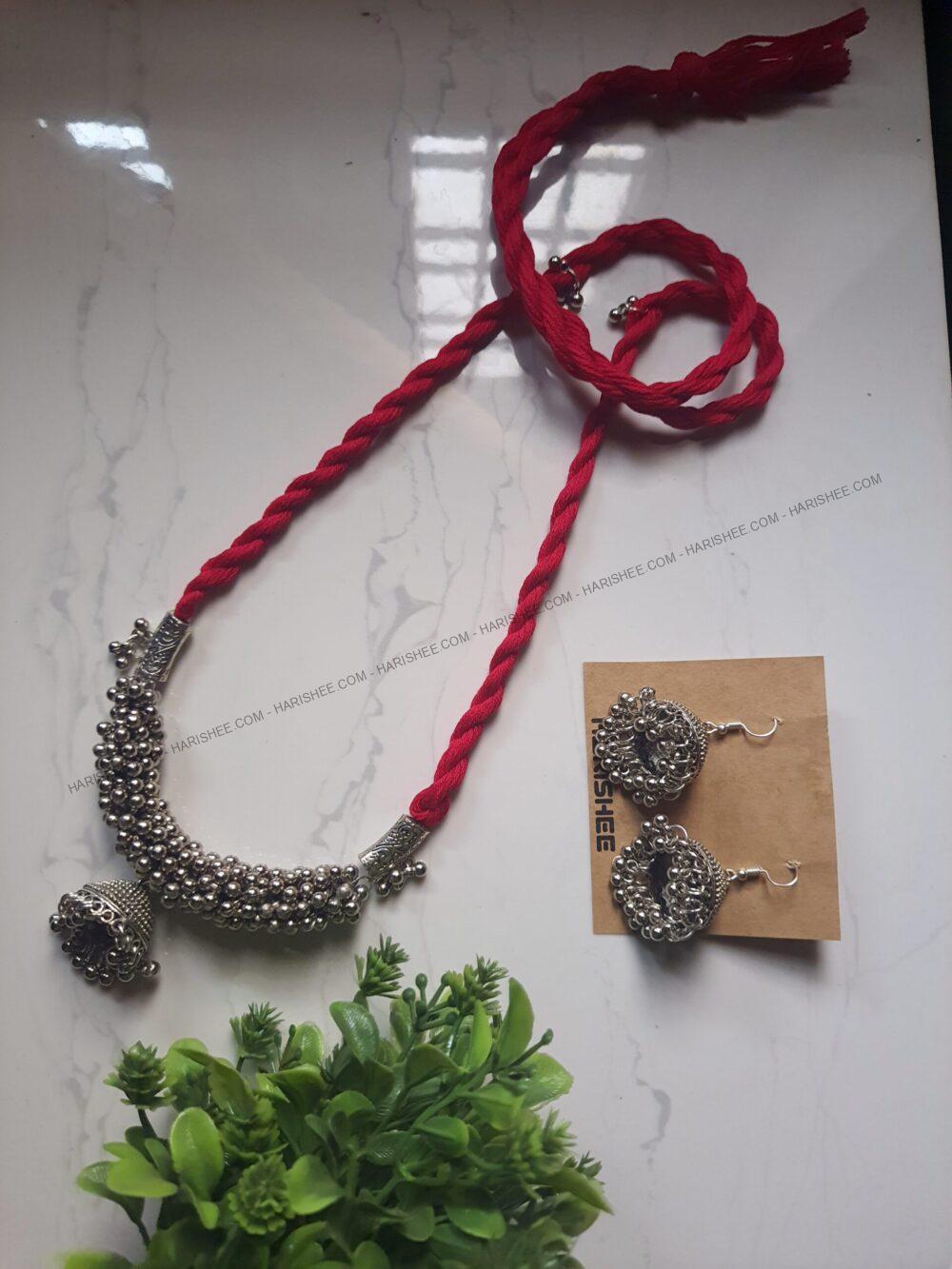 Sneha Set - Silver Ghughru jewelery oxidized