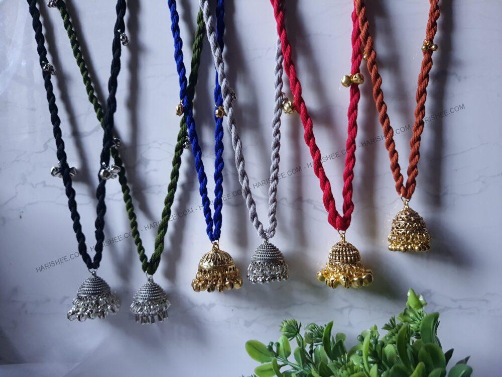 Chandrakla Thread Necklace - Jhumka jewelery oxidized
