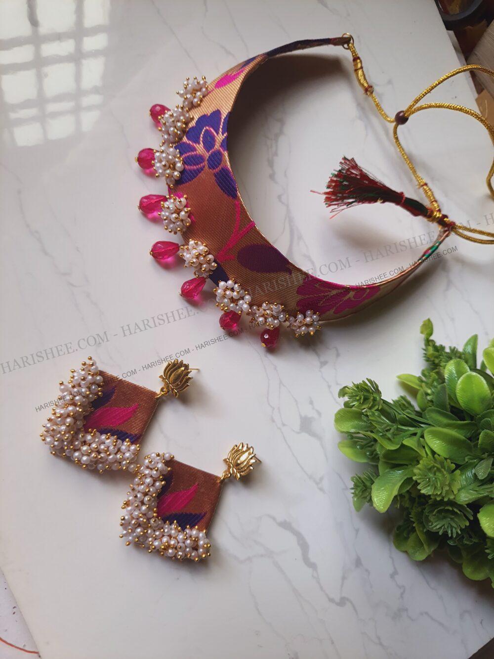 Rosi- Paithani Fabric jewelry Chokar set