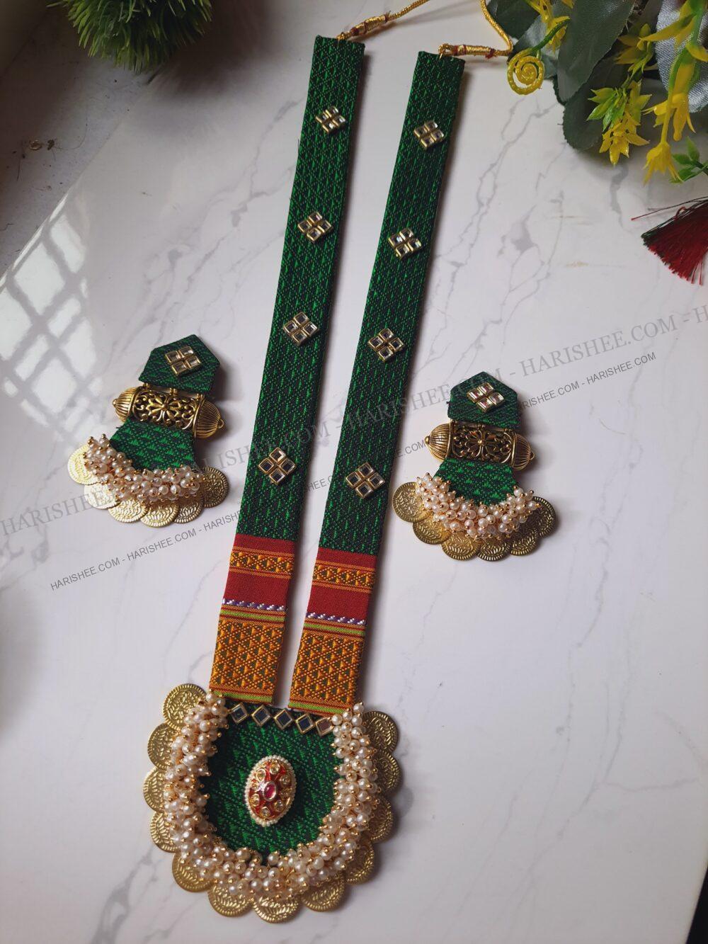Harshita- Khan Fabric jewelry Necklace set