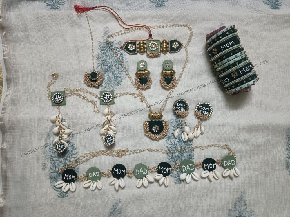 Moksha - BabyShower Jewelry Set (Mint Blue and Bottler Green Combination jewelry)