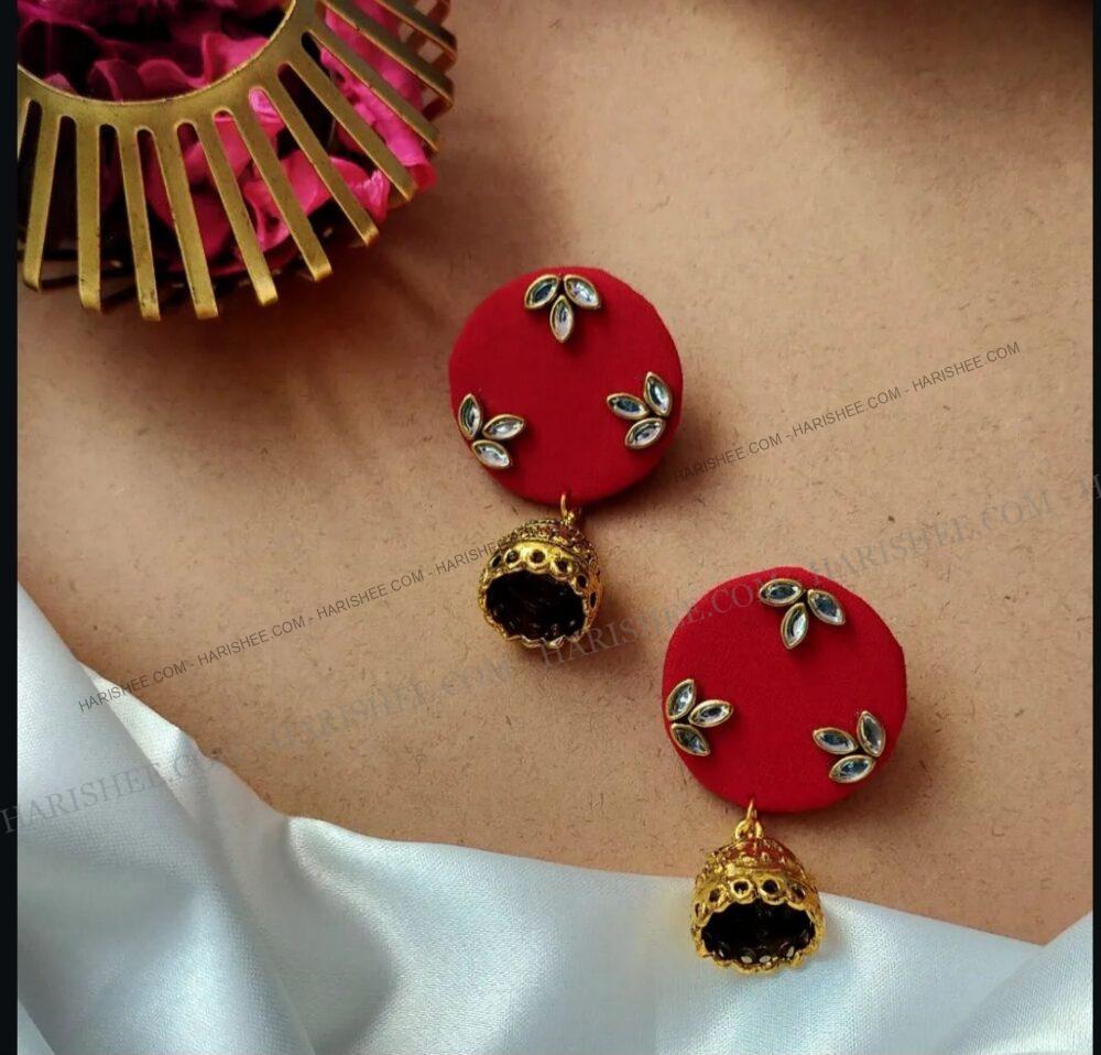 Saira Earings - Fabric Jhumka Earings