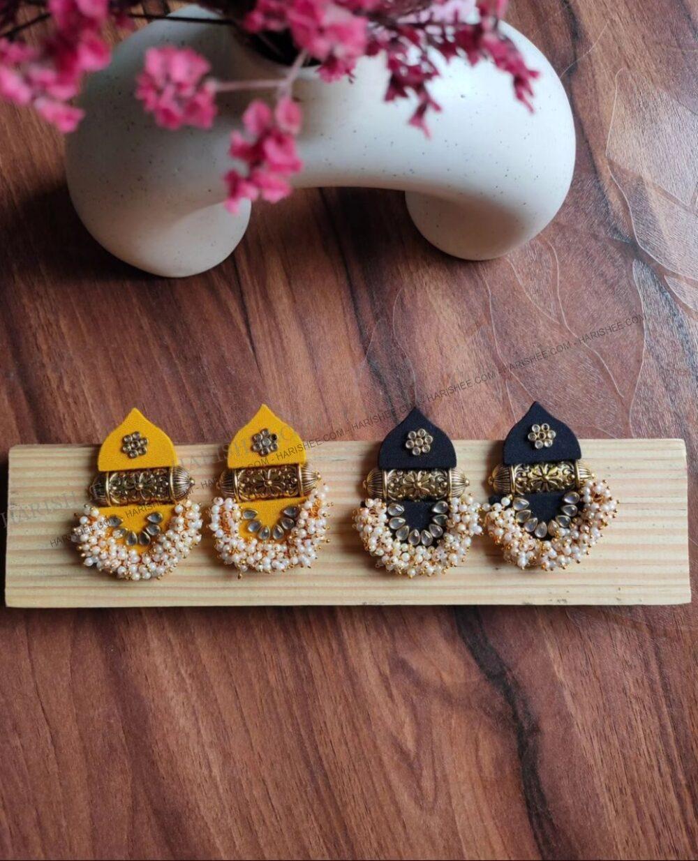 Tanisha Earings - Fabric Pearl Earings