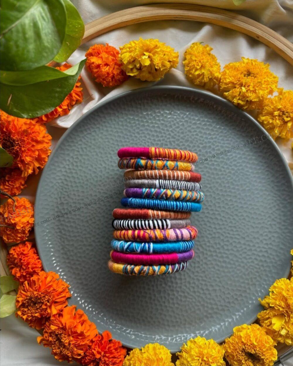 Divisha - Thread Oxidized bangles set