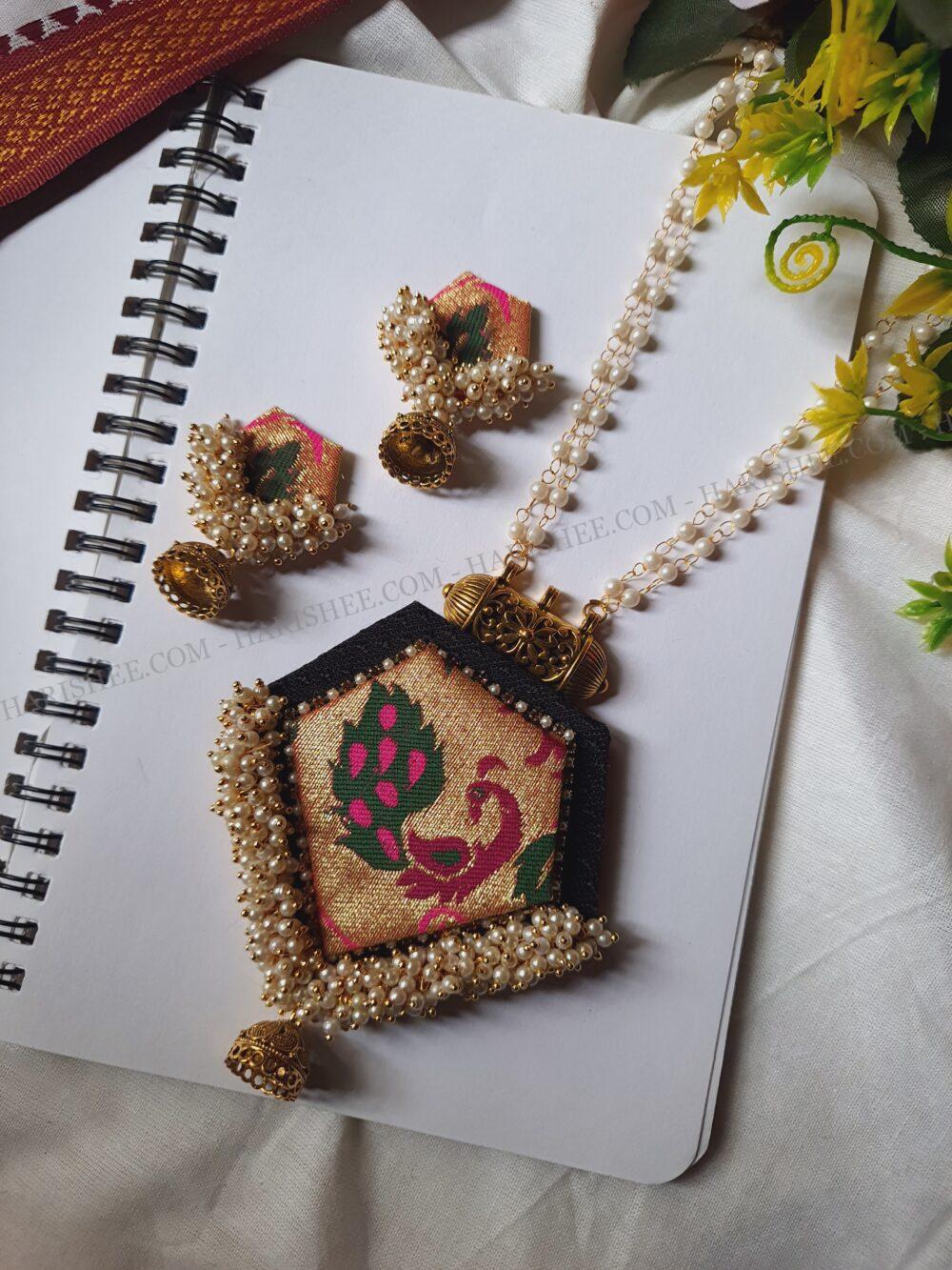 Sonika- Paithani Fabric jewelry sets