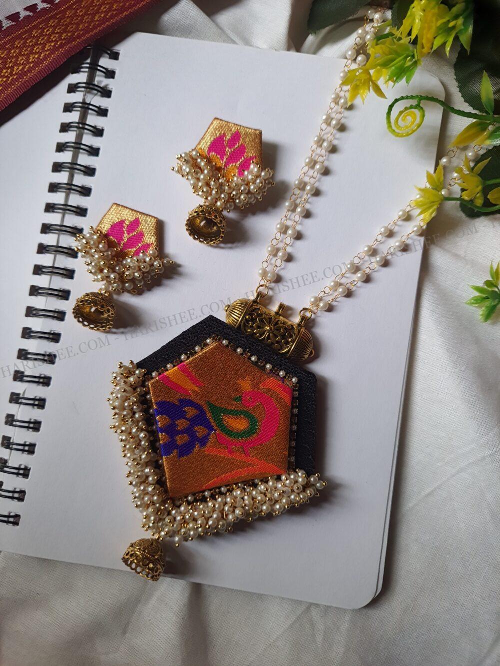Kanika- Paithani Fabric jewelry sets